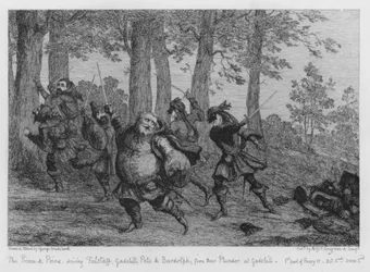 The Prince and Poins Driving Falstaff, Gadshill, Peto and Bardolph, from Their Plunder at Gadshill